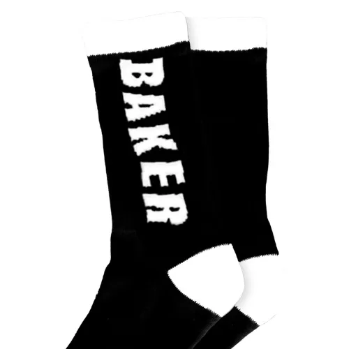 Baker White Letters Black Socks