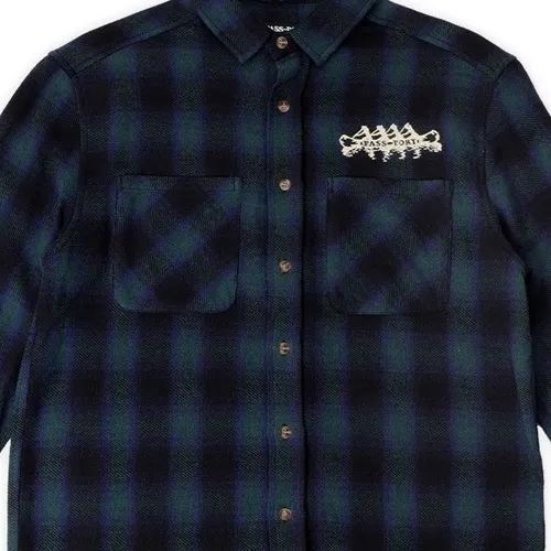 Passport Canoe Workers Black Flannel Button Up Shirt
