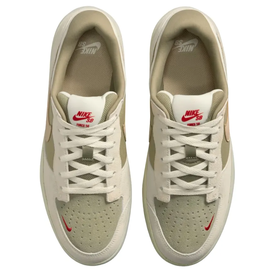 Nike SB Force 58 Coconut Milk Neutral Olive University Red Mens Skate Shoes