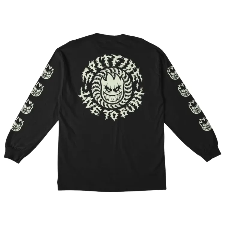 Spitfire Deathmask Classic Glow Black Long Sleeve Shirt