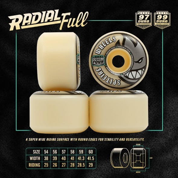 Spitfire T Funk Raw Red Radial Full F4 97D 57mm Skateboard Wheels