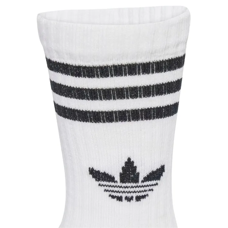 Adidas Crew White Black 3 Pair Kids Socks