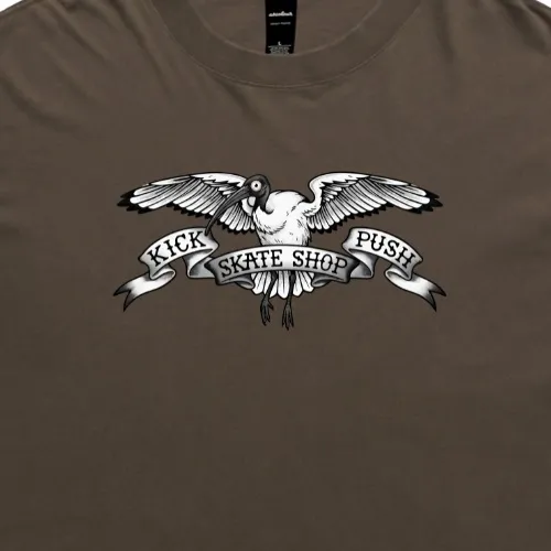 Kick Push Bin Chicken Faded Brown T-Shirt [Size: XS]