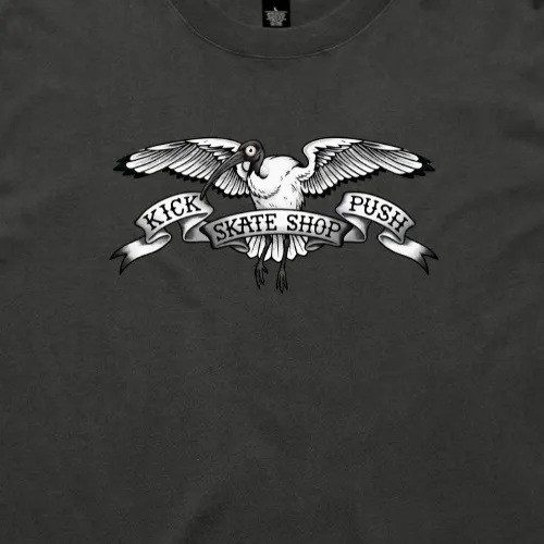 Kick Push Bin Chicken Faded Coal T-Shirt