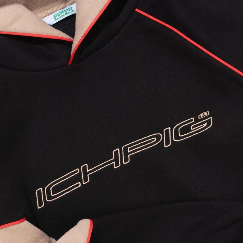 Ichpig Sportsline Panel Black Hoodie