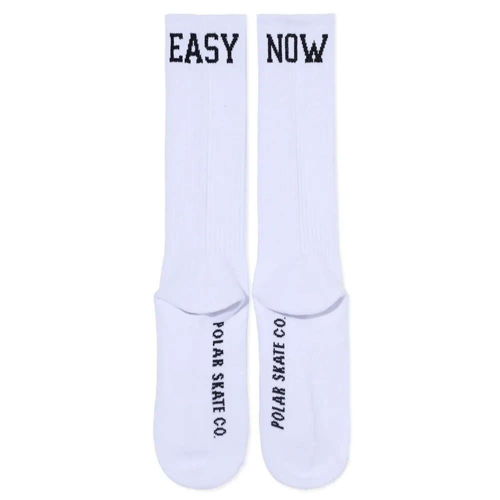 Polar Skate Co Rib Easy Now White 43-46 Long Socks