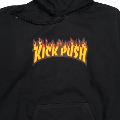 Kick Push Flame Black Hoodie