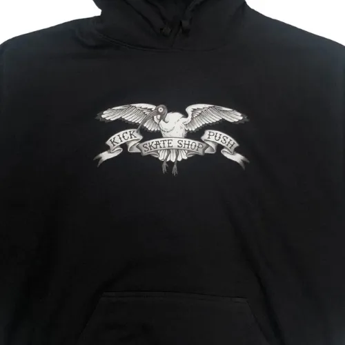 Kick Push Bin Chicken Black Youth Hoodie