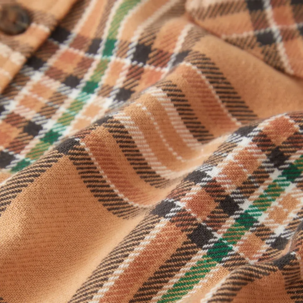 Brixton Bowery Flannel Khaki Multi Button Up Shirt