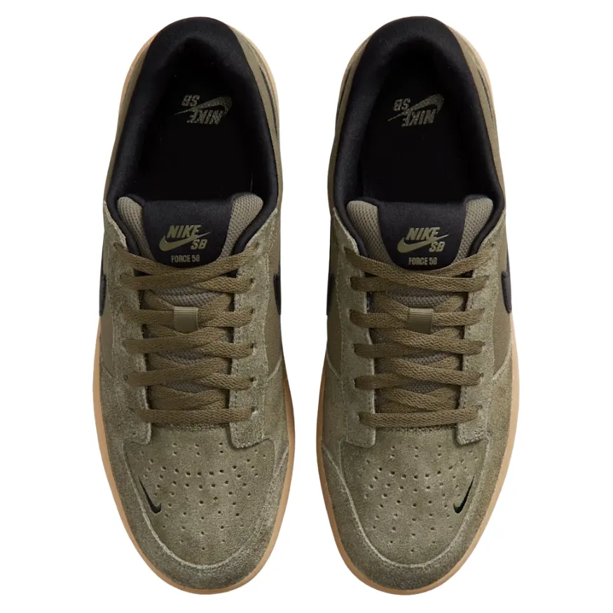 Nike SB Force 58 Medium Olive Gum Brown Black Mens Skate Shoes