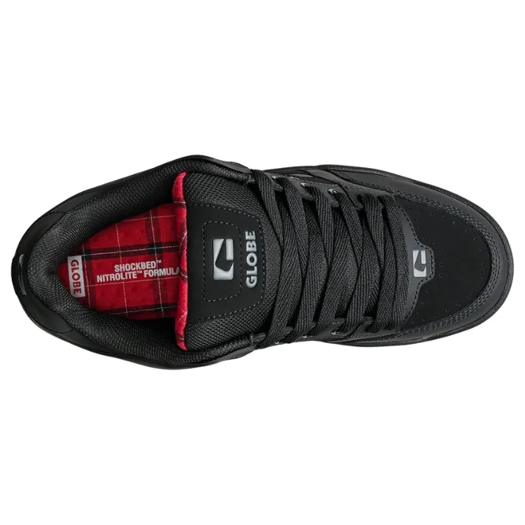 Globe Tilt Black Red Tartan Mens Skate Shoes