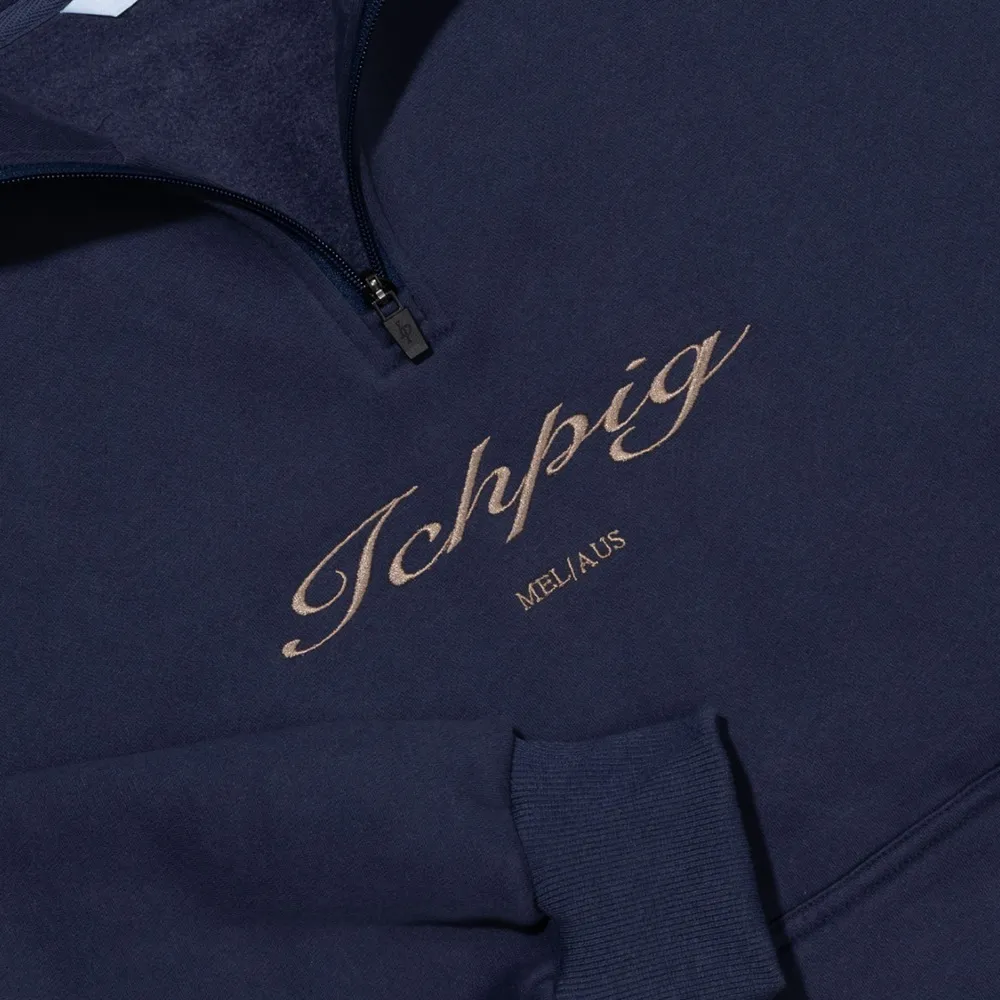 Ichpig Script 1/4 Zip Ink Crew Jumper