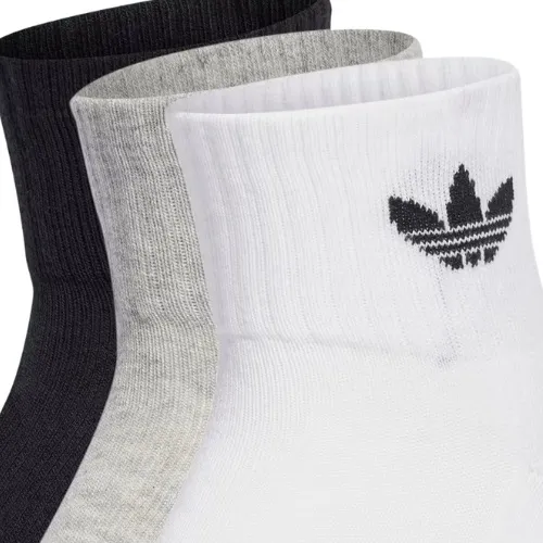 Adidas Mid Crew White Grey Heather Black 3 Pair Socks