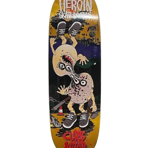 Heroin Curb Killer 9 Merged Yellow 10.0 Skateboard Deck