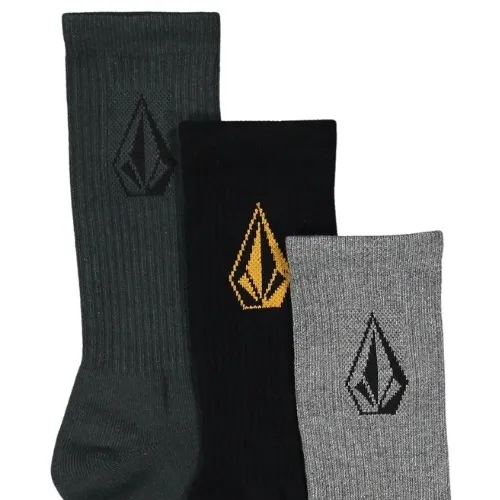 Volcom Full Stone Light Grey Black Dark Grey 3 Pack Socks