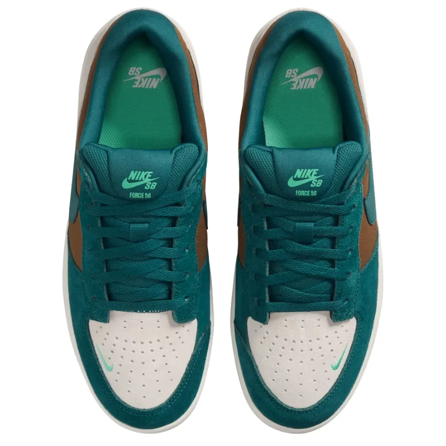 Nike SB Force 58 Mosswood Brown Sail Teal Mens Skate Shoes