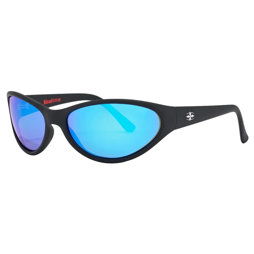 Ritual Vision Morphine Matte Black Blue Reflective Polarised Sunglasses
