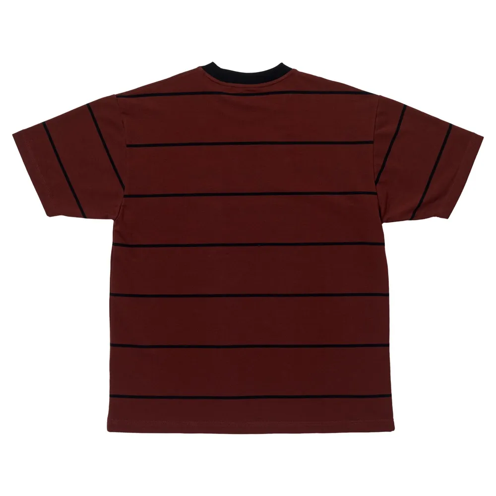 Spitfire Bighead EMB Stripe Burgundy T-Shirt
