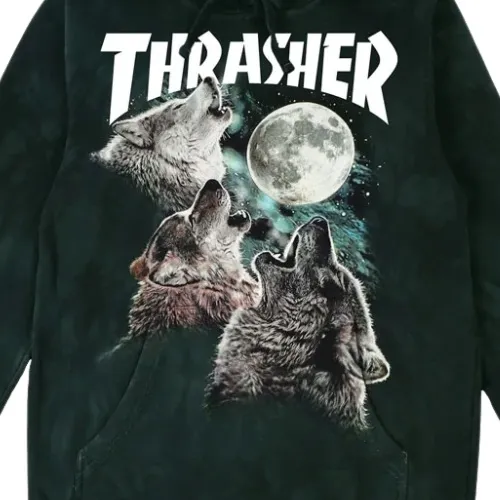 Thrasher Wolves Washed Black Hoodie