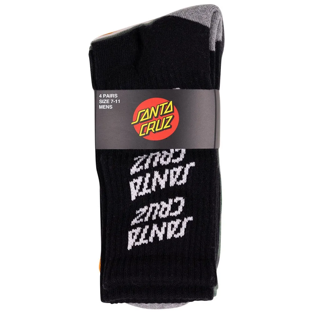Santa Cruz Stack Repeat Black Sage White Ginger 4 Pairs Socks