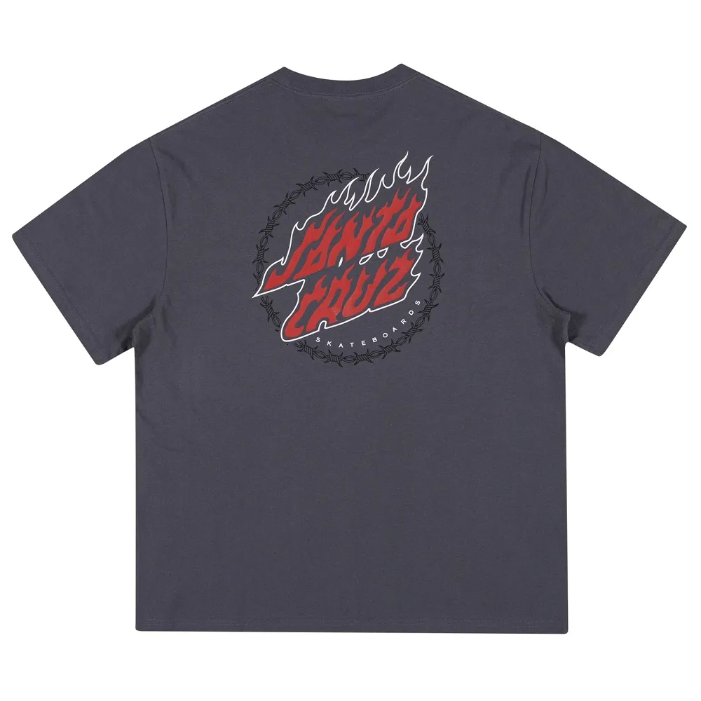 Santa Cruz Wired Flame Dot Dark Grey Box Fit T-Shirt
