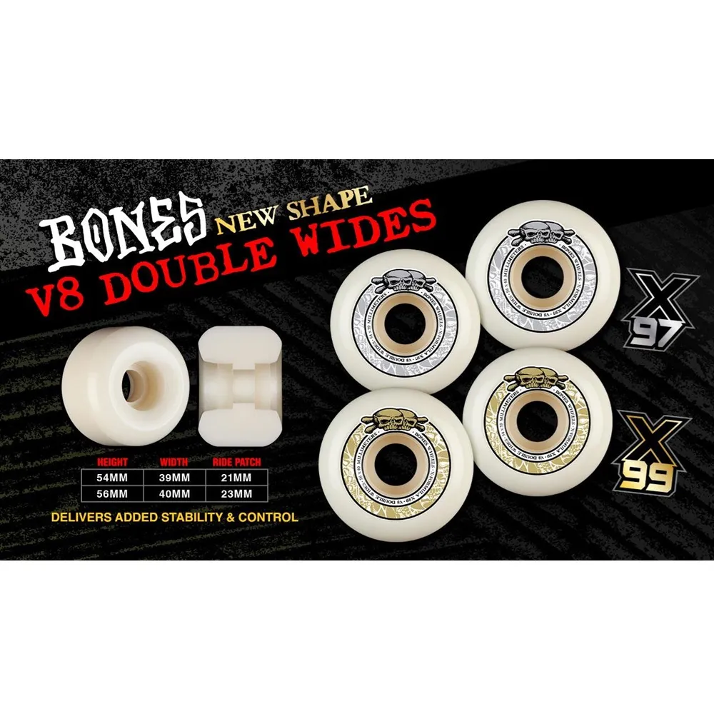 Bones X-Formula Double Wides V8 97A 54mm Skateboard Wheels