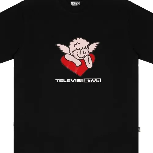 Televisi Star Pink Love Black T-Shirt