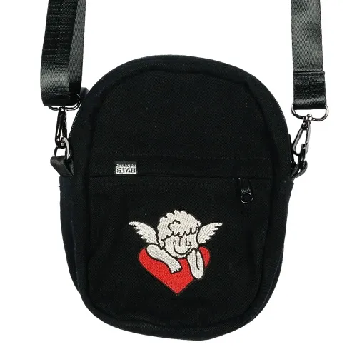 Televisi Star Pink Love Jet Black Denim Sling Shoulder Bag