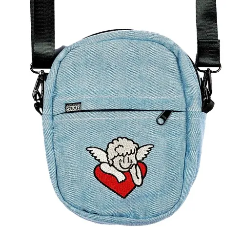 Televisi Star Pink Love Light Blue Denim Sling Shoulder Bag