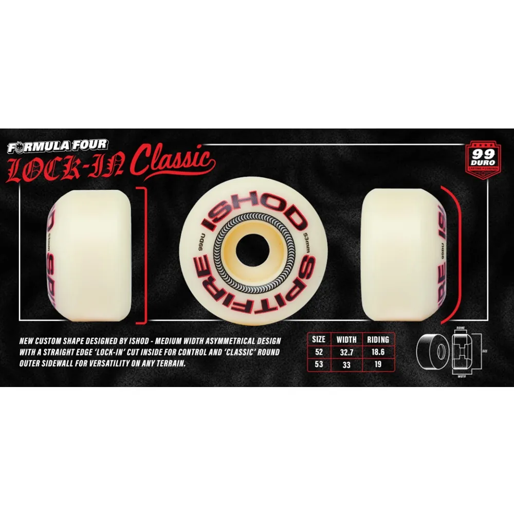 Spitfire Lock In Classic Ishod F4 93D 55mm Skateboard Wheels