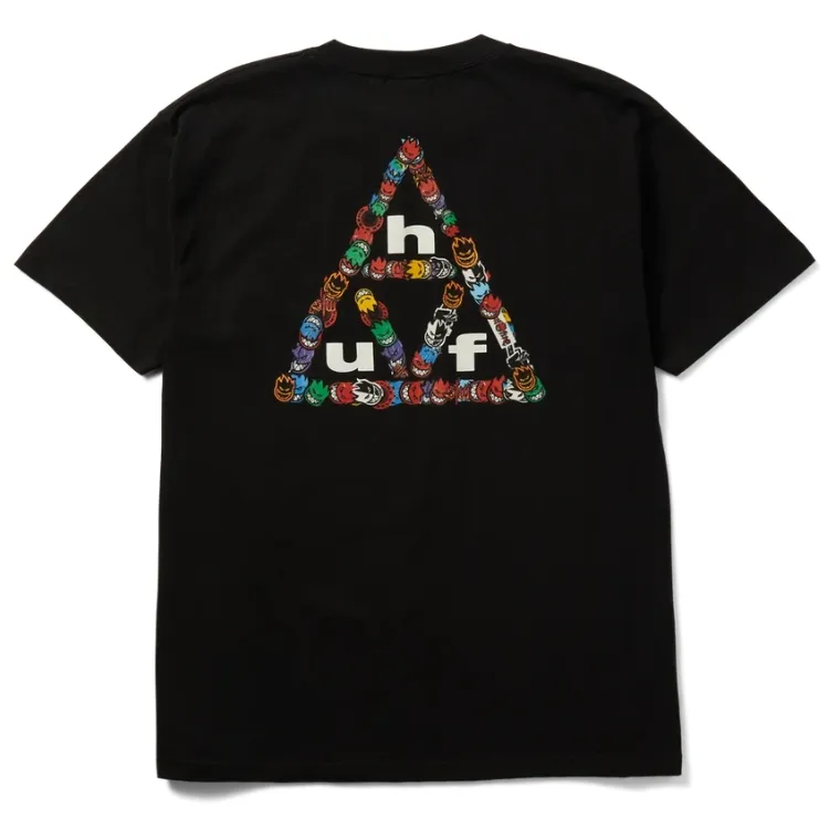 HUF X Spitfire Sticker Triple Triangle Black T-Shirt