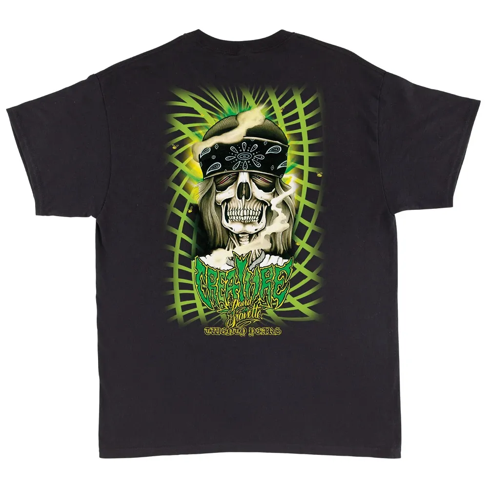 Creature Hippie Skull Black Pocket T-Shirt