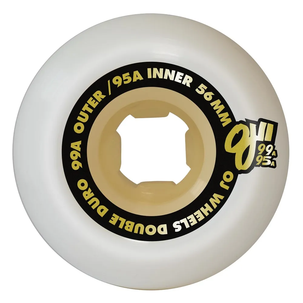 OJ Double Duro Chubbies White Gum 99A/95A 56mm Skateboard Wheels
