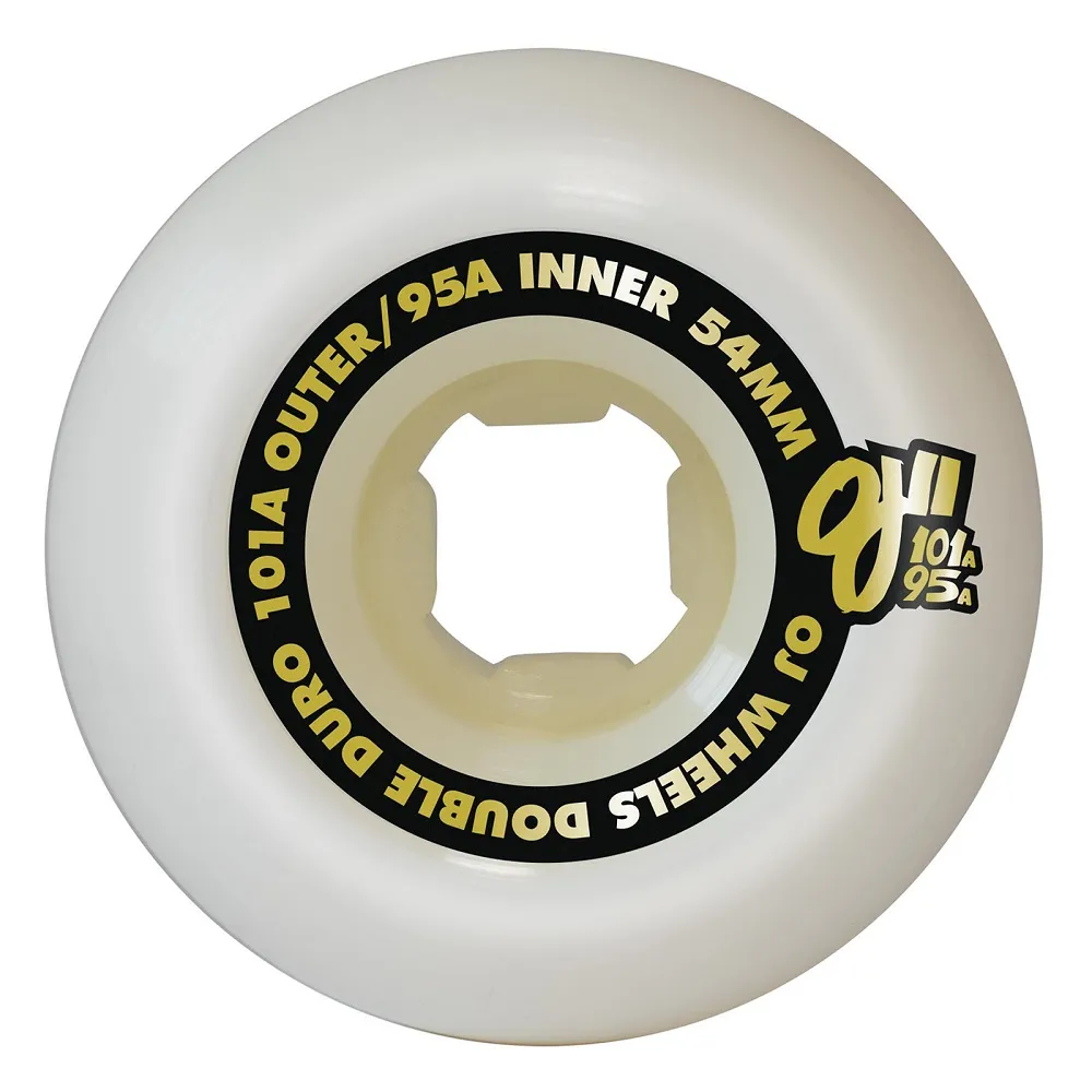 OJ Double Duro Hardline White Gum 101A/95A 53mm Skateboard Wheels