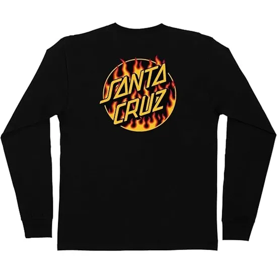 Santa Cruz X Thrasher Flame Dot Black Long Sleeve Shirt