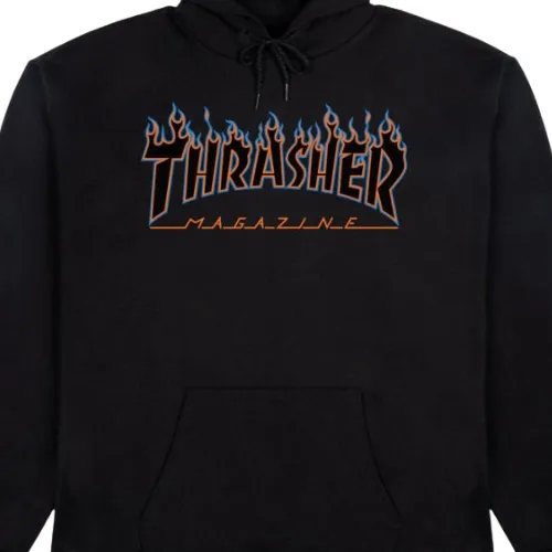 Thrasher Flame Black Hoodie