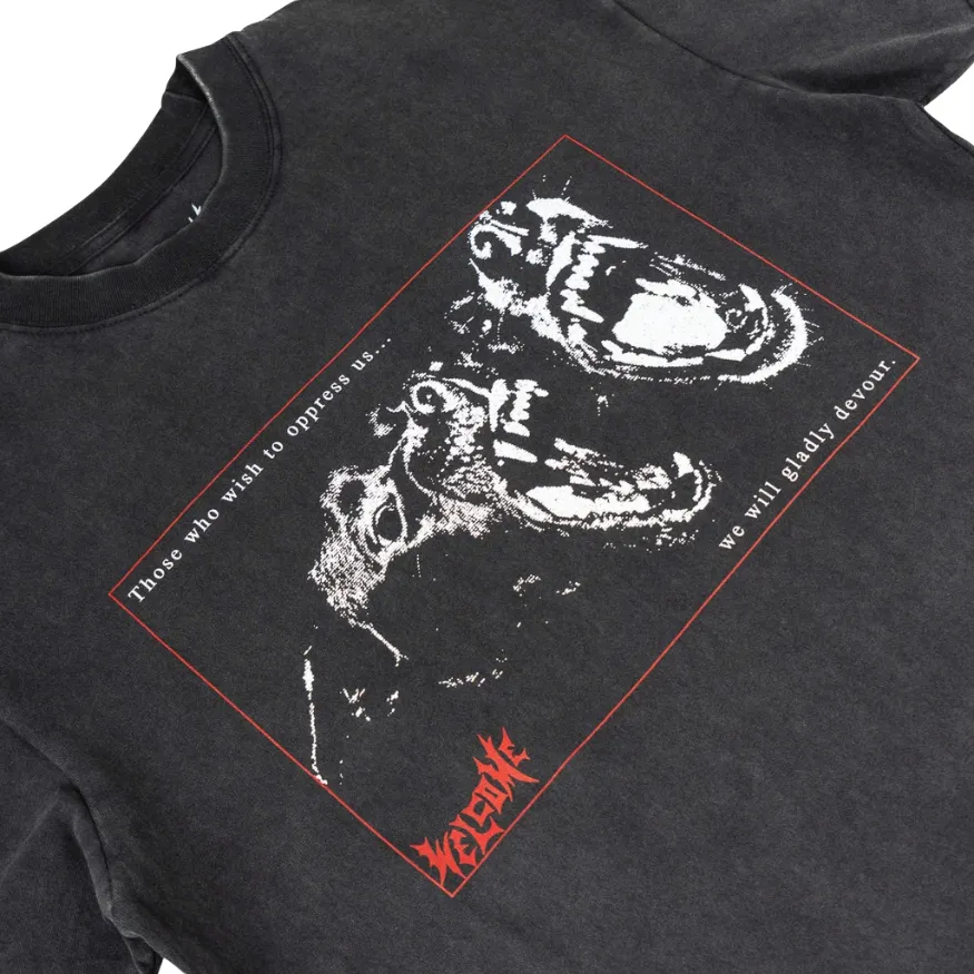 Welcome Skateboards Snarl Boxy Vintage Black T-Shirt