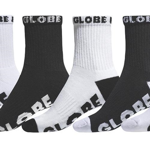 Globe Quarter Black White 5 Pairs Youth Socks