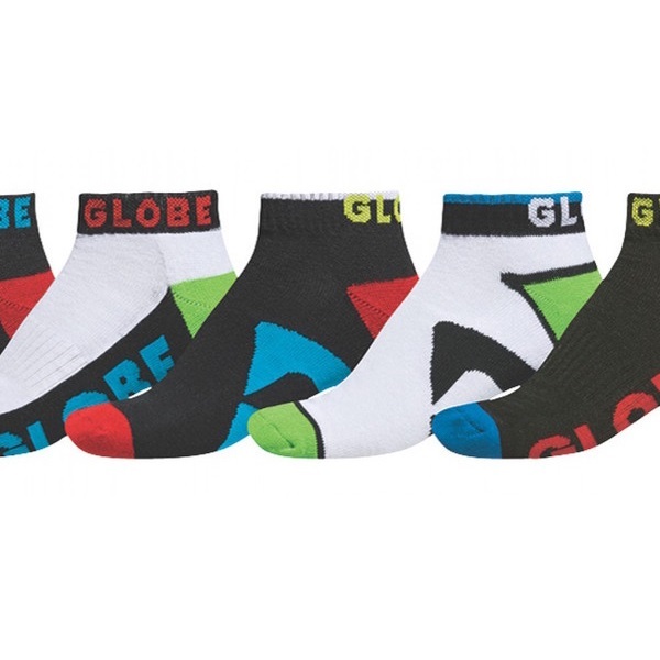 Globe Destroyer Ankle Assorted 5 Pairs Youth Socks