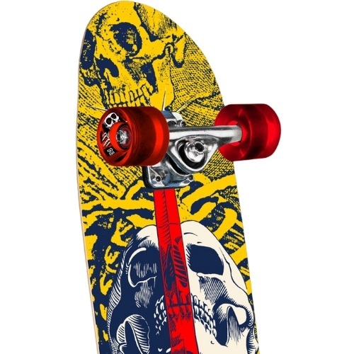 Powell Peralta Mini Skull & Sword Yellow Blue Cruiser Skateboard