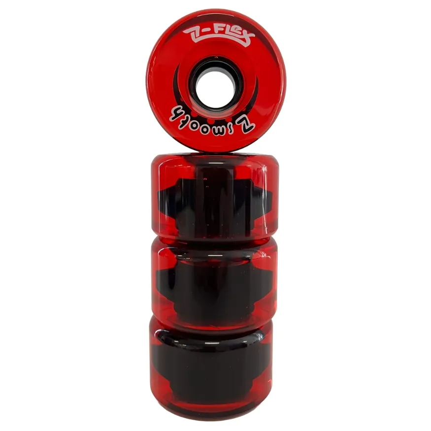 Z-Flex Z-Smooth V2 Red Trans 83A 63mm Skateboard Wheels