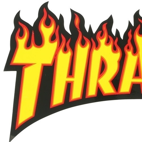 Thrasher Flame Logo Black Yellow Medium Sticker