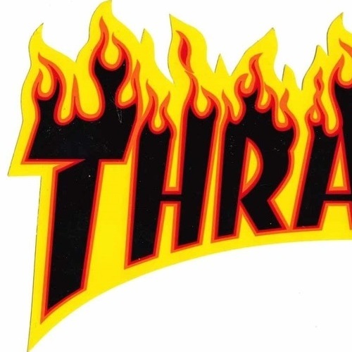 Thrasher Flame Logo Yellow Black Medium Sticker