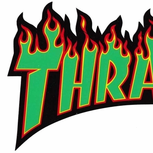 Thrasher Flame Logo Green Medium Sticker