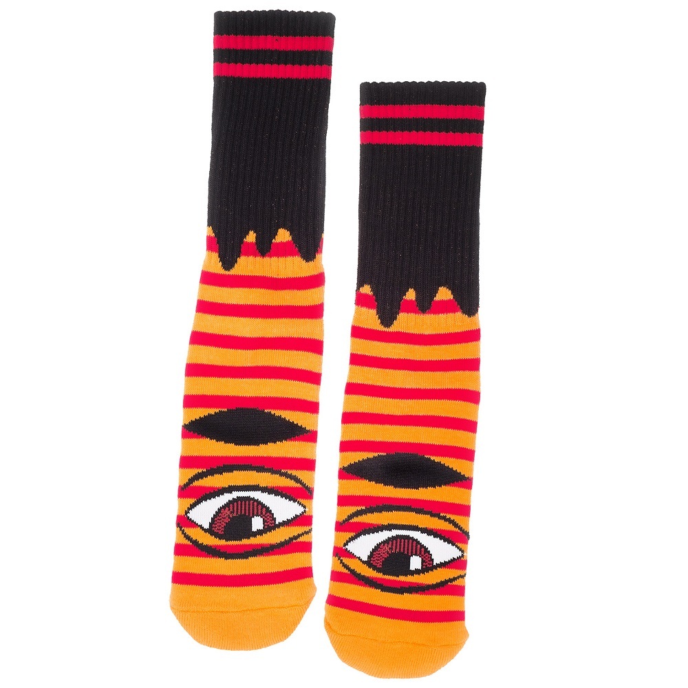 Toy Machine Sect Eye Stripe Orange Red Socks