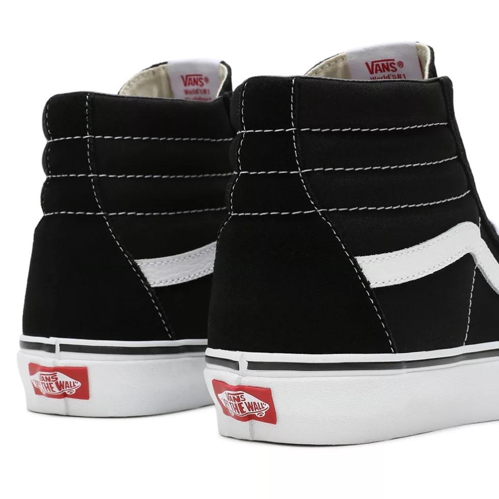 Vans Sk8 Hi Black Black White Shoes [Size: US 9]