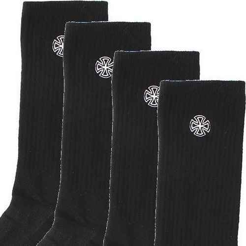 Independent Cross Embroidery 4 Pack Black Socks