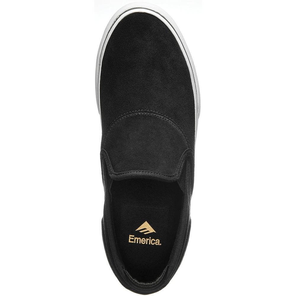 Emerica Wino G6 Slip-On Black White Gold Youth Skate Shoes