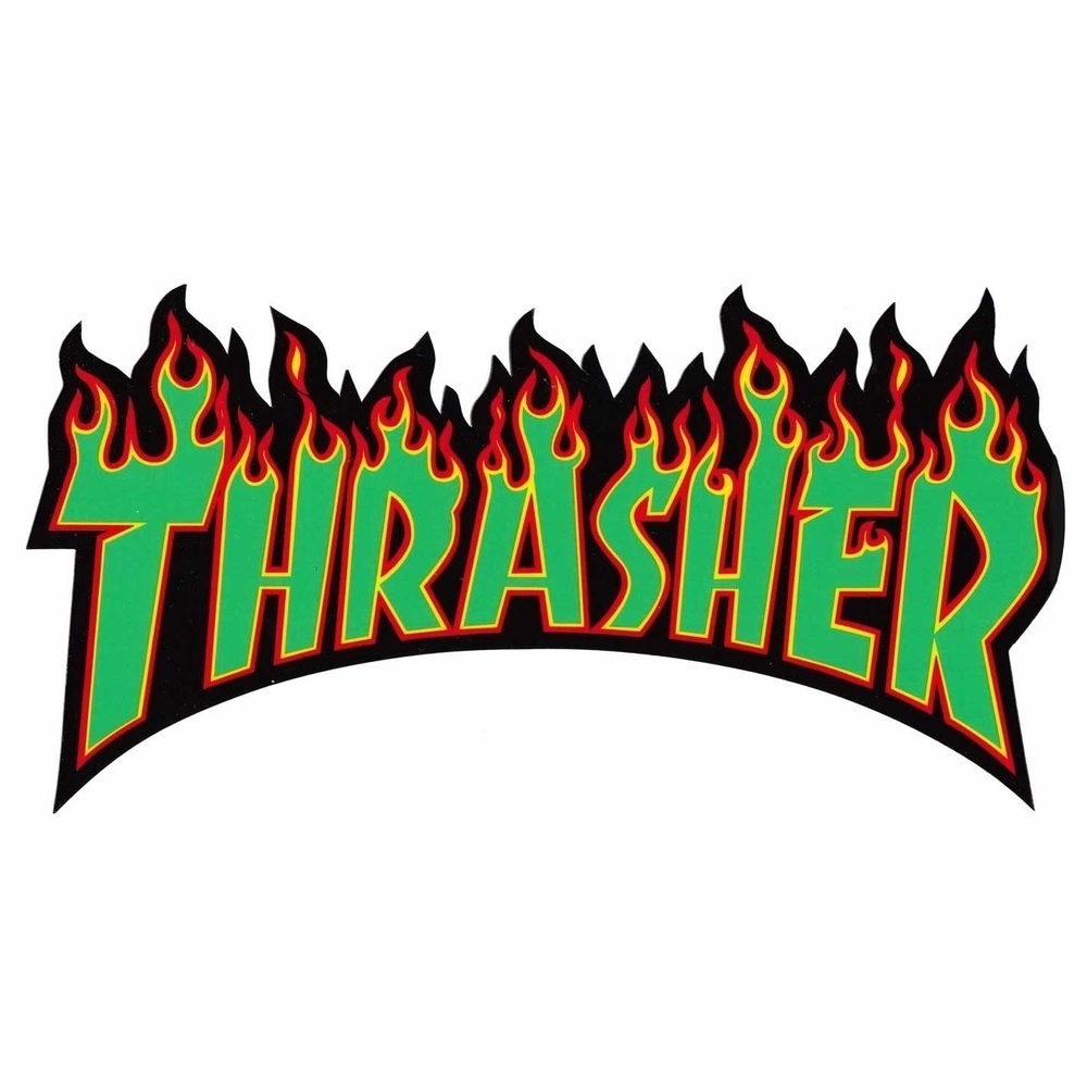 Thrasher Flame Logo Large Sticker [Colour: Black Yellow]