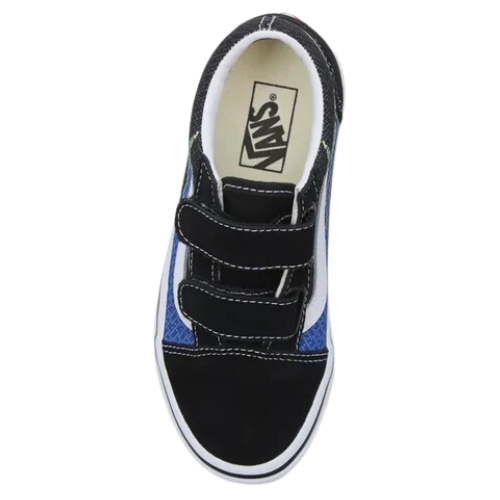 Vans Old Skool V Pixel Flame Black Blue Kids Shoes [Size: US 1]